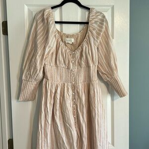Anthropologie smocked striped maxi dress